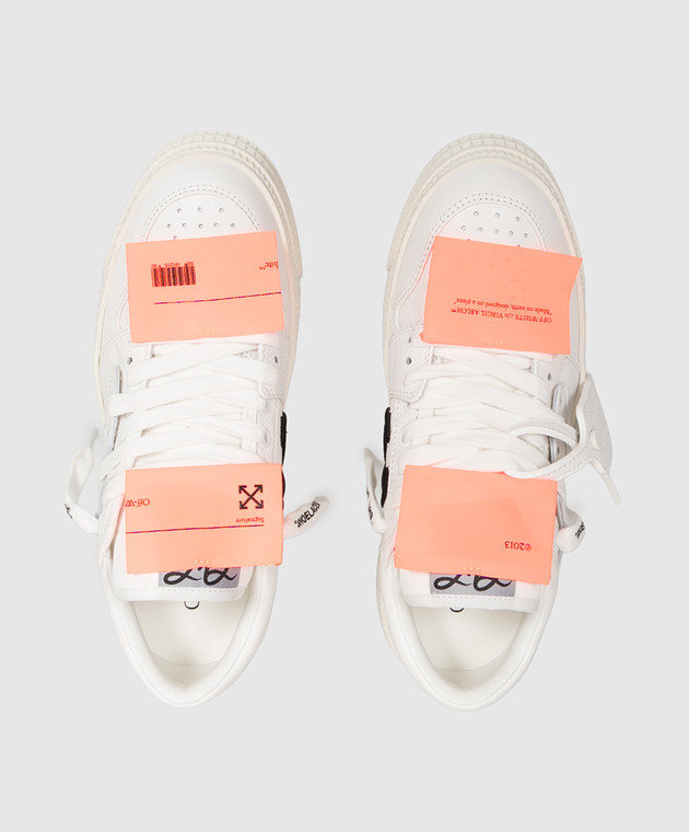 Off-White Білі комбіновані кросівки 3.0 Court з брендовими нашивками W28EC9L001 зображення 4