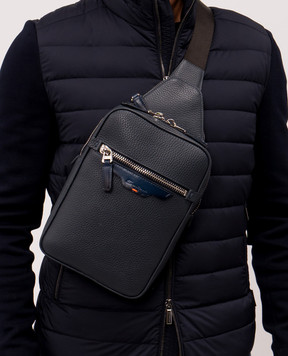 Santoni Синя шкіряна сумка-слінг з логотипом UIBBA2869BSAITB