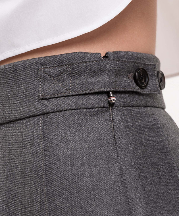 Thom Browne Серая юбка-плиссе из шерсти FGC400V00626 изображение 5