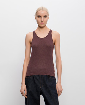 Brunello Cucinelli Бордова майка з кашеміром та шовком з люрексом M41848600