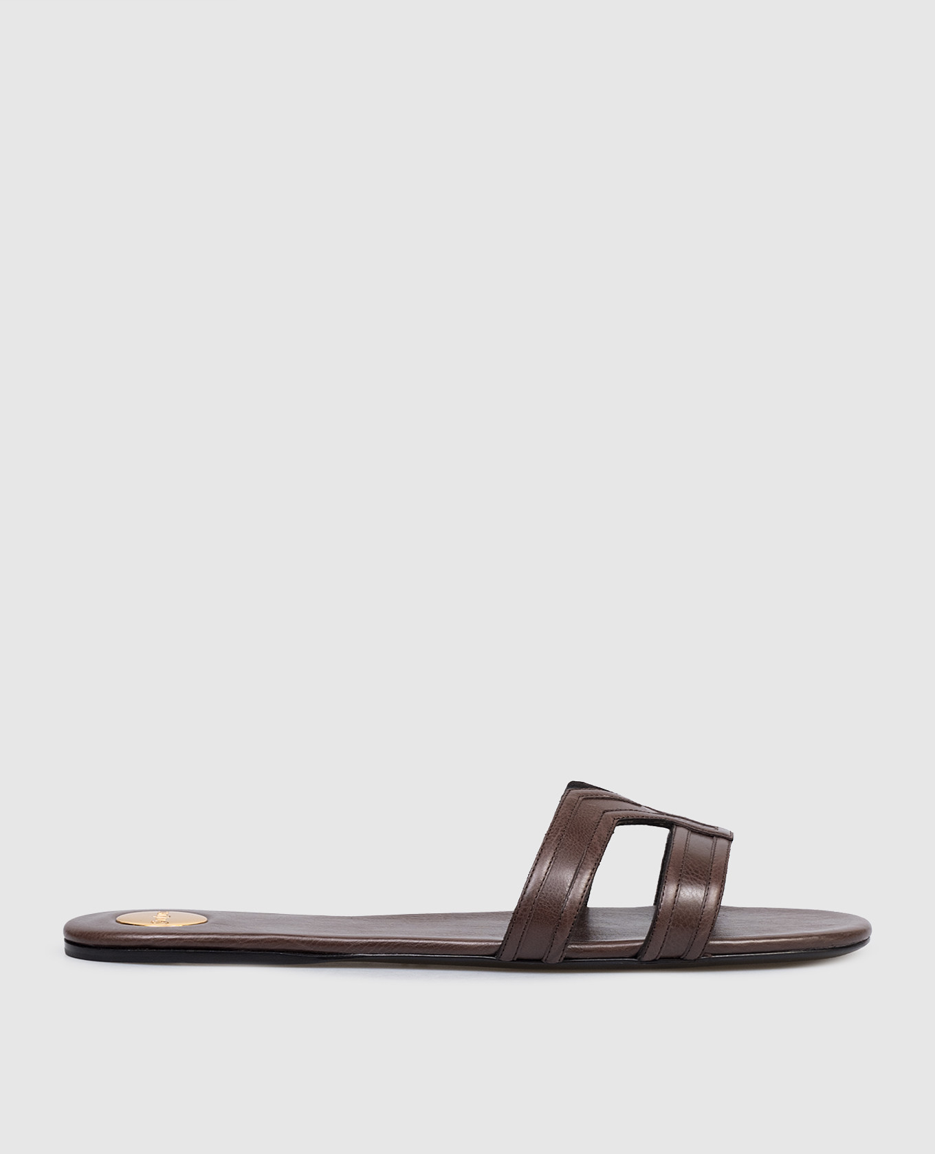 Коричневые кожаные шлепанцы MABROUKA