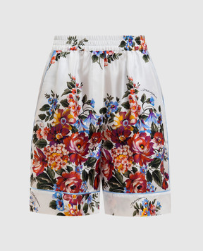 Dolce&Gabbana Білі шорти із шовку в квітковий принт FTC42TIS11I