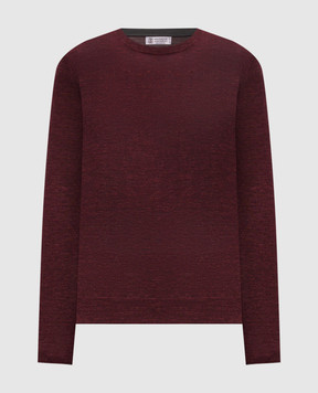 Brunello Cucinelli Бордовий джемпер з кашеміру, шовку та льону MSY00100
