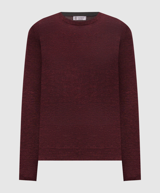 Brunello Cucinelli Бордовий джемпер з кашеміру, шовку та льону MSY00100