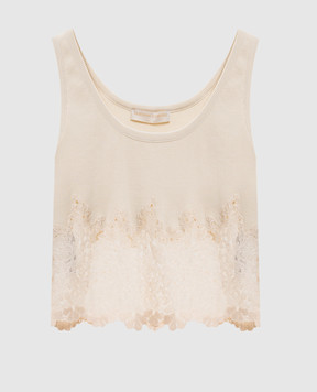 Ermanno Scervino Бежевий топ з мереживом D482L303APXHC