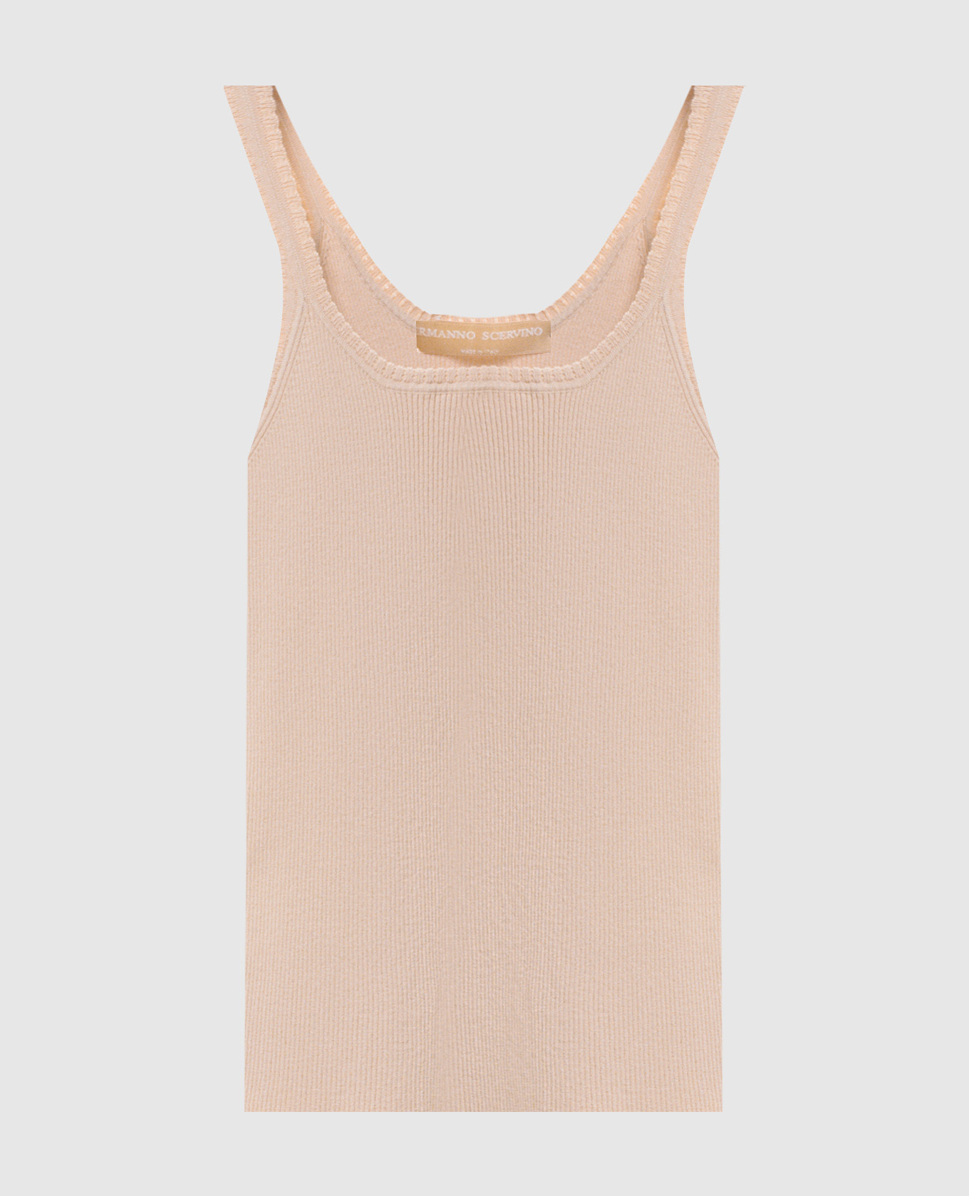 Бежевый топ в рубчик