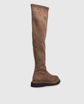 Brunello Cucinelli Коричневые замшевые ботфорты MZSFG3116