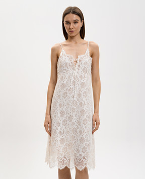 Ermanno Scervino Белое платье с леном из кружева D482Q398GQJ