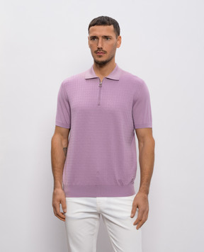 Stefano Ricci Фіолетове поло з вовни, кашеміру та шовку у візерунок W505507P31W26150