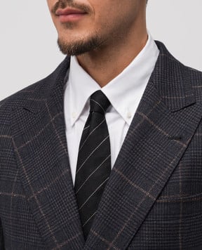 Brunello Cucinelli Черный галстук из шелка в полоску MI8890018