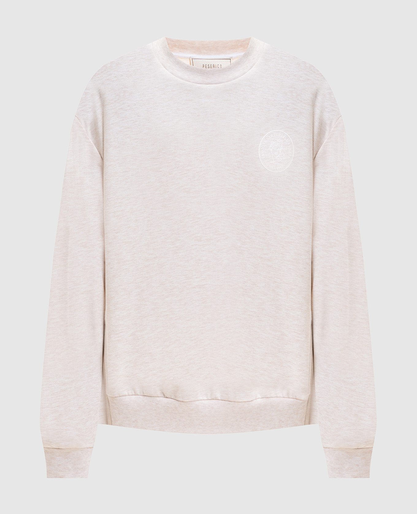 

Бежевый меланжевый свитшот с логотипом, Свитшоты