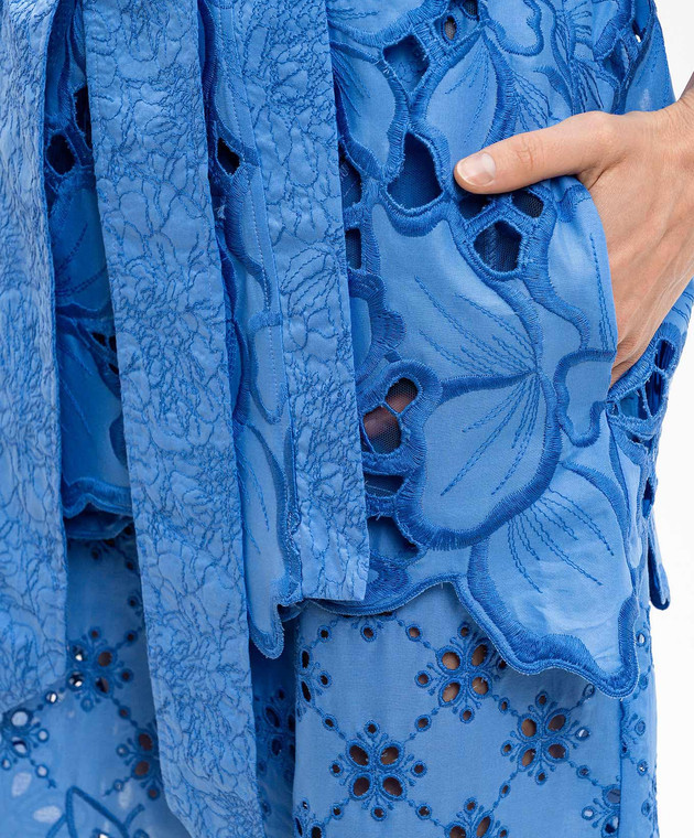 Ermanno Scervino Life Синє ажурне кімоно з вишивкою D484Q608QYD зображення 5