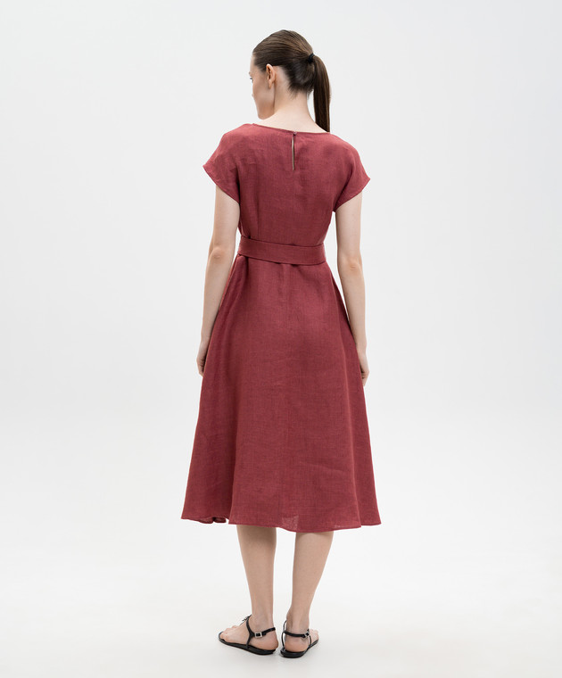 Max Mara Weekend Бордовое платье SORDIO из льна WKDESORDIO изображение 3
