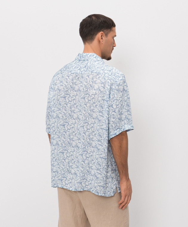 Trussardi Голубая рубашка в брендовый принт 5040N000047NMS113T00 изображение 4