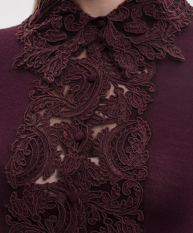Ermanno Scervino Бордовый джемпер из шерсти с кружевом D495M311APATL изображение 5