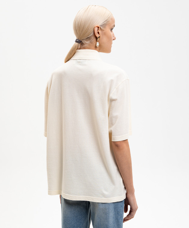 Ami Paris Поло кольору айворі з нашивкою емблеми UPL428JE0221w зображення 4