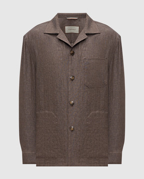 Canali Коричнева сорочка з льону AE0595831023