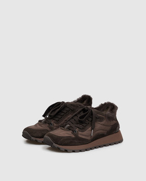 Brunello Cucinelli Коричневые кроссовки с цепочкой мониль MZSFG3384