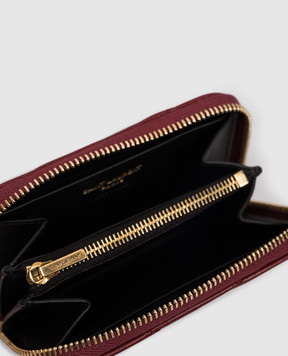 Saint Laurent Бордовый кожаный стеганый кошелек Cassandre 863727AAEAX
