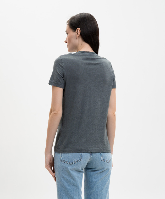 Solotre Серая футболка с льном M1AB0132 изображение 4