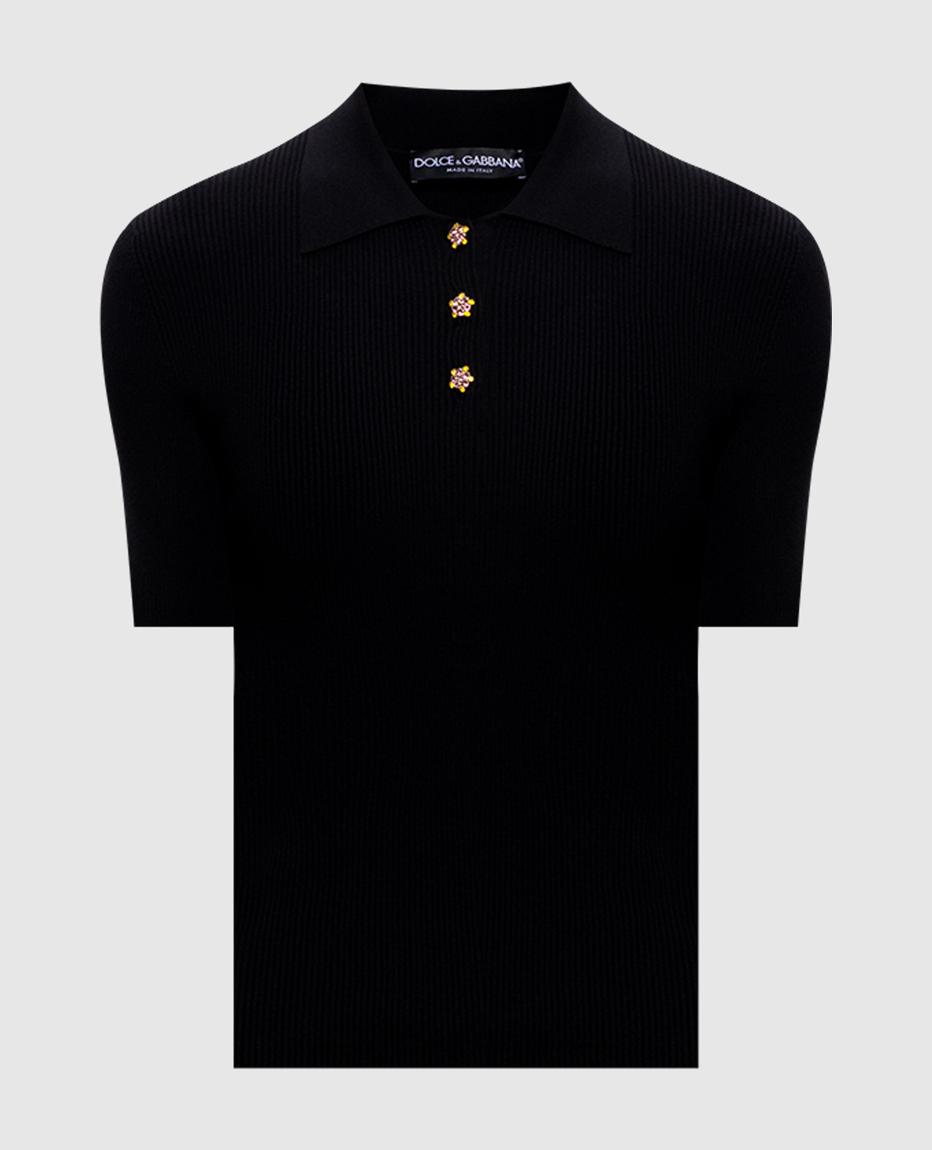 Чорне поло в рубчик