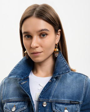 La DoubleJ Золотисті сережки Lantern з кристалами EAR0066BRA004SOLID