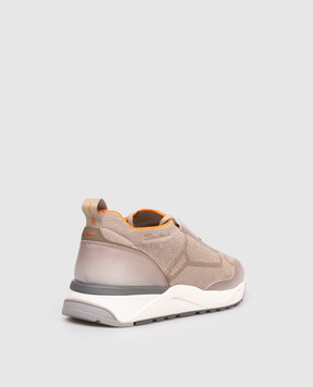 Santoni Коричневі комбіновані кросівки з логотипом MBIO22135BGRCOTZ