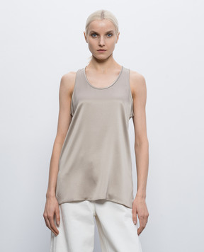 Brunello Cucinelli Бежевый топ из шелка M0C59DZ300