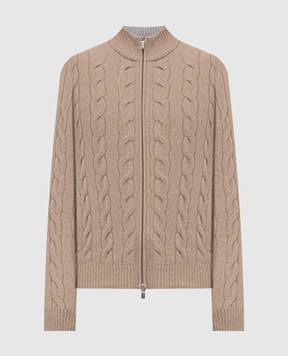 Enrico Mandelli Бежевый кардиган из кашемира в узор 2K081A5273