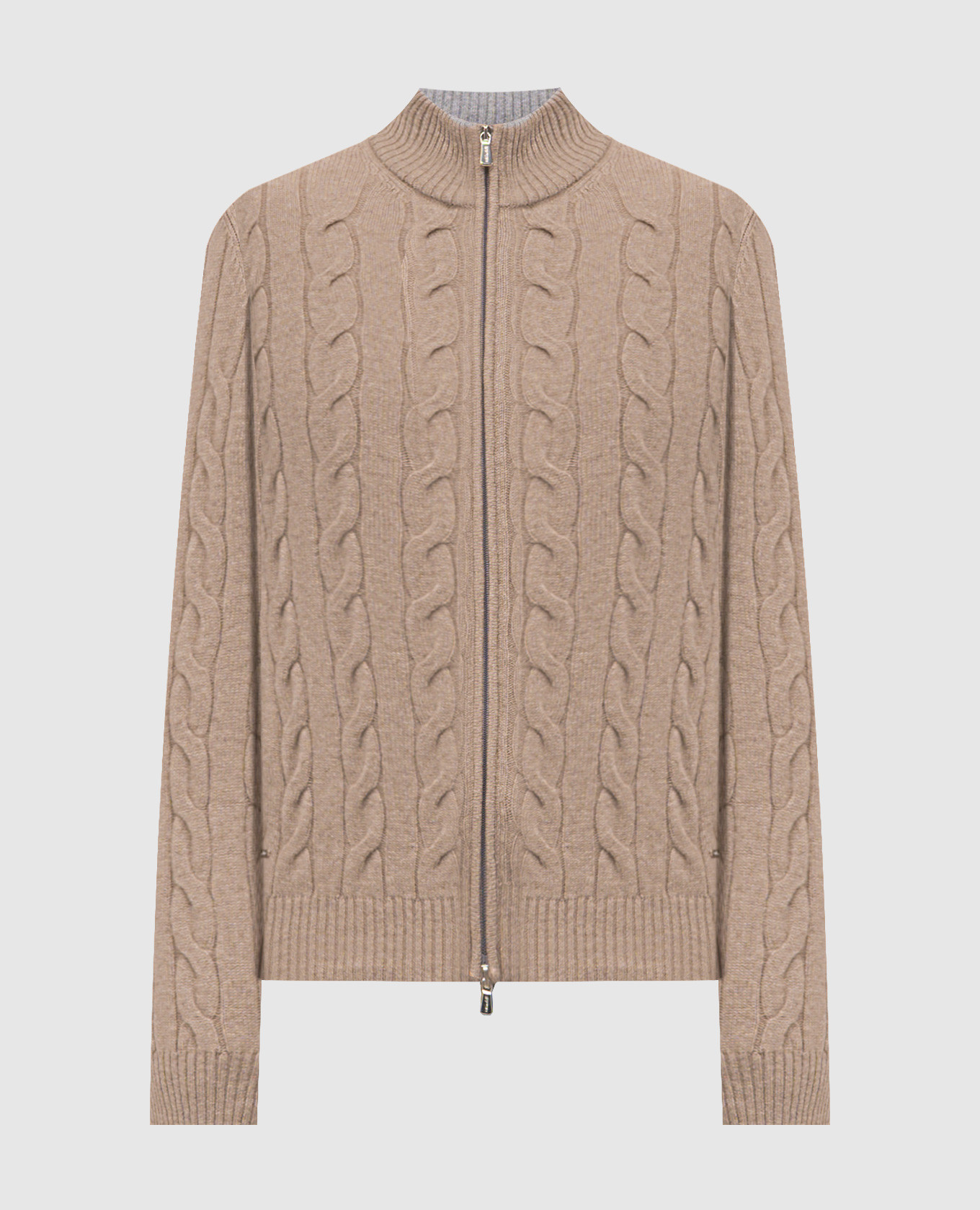 Бежевый кардиган из кашемира в узор