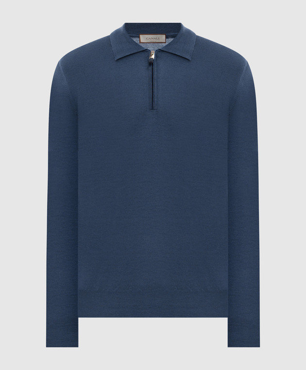 Canali Поло синього кольору з вовни MK01149C0572