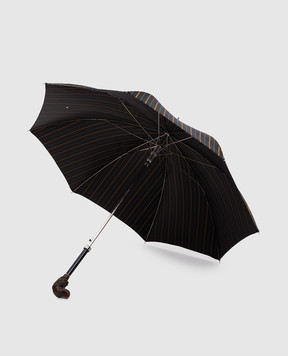 Pasotti Коричневый зонтик-трость Dog в полоску OMITUO478BRUCE7