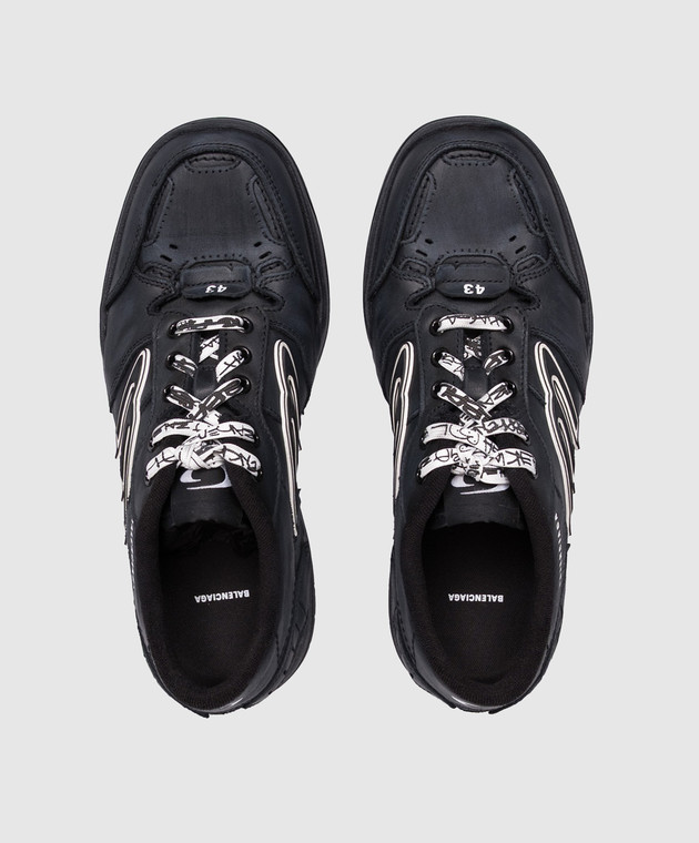 Balenciaga Чрні шкіряні кросівки Hamptons 841765WCURB зображення 4