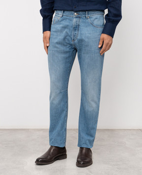 Brunello Cucinelli Блакитні джинси з патчем логотипа M0Z37X1290