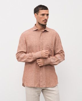 Stefano Ricci Коричневая рубашка из льна MC008163BX2922