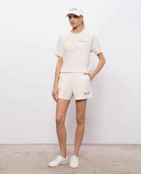 Sporty & Rich Бежеві шорти Vendome LA з вишивкою логотипа SH03776269WH37