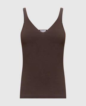 Brunello Cucinelli Коричневый топ с цепочкой мониль M0T18BA702