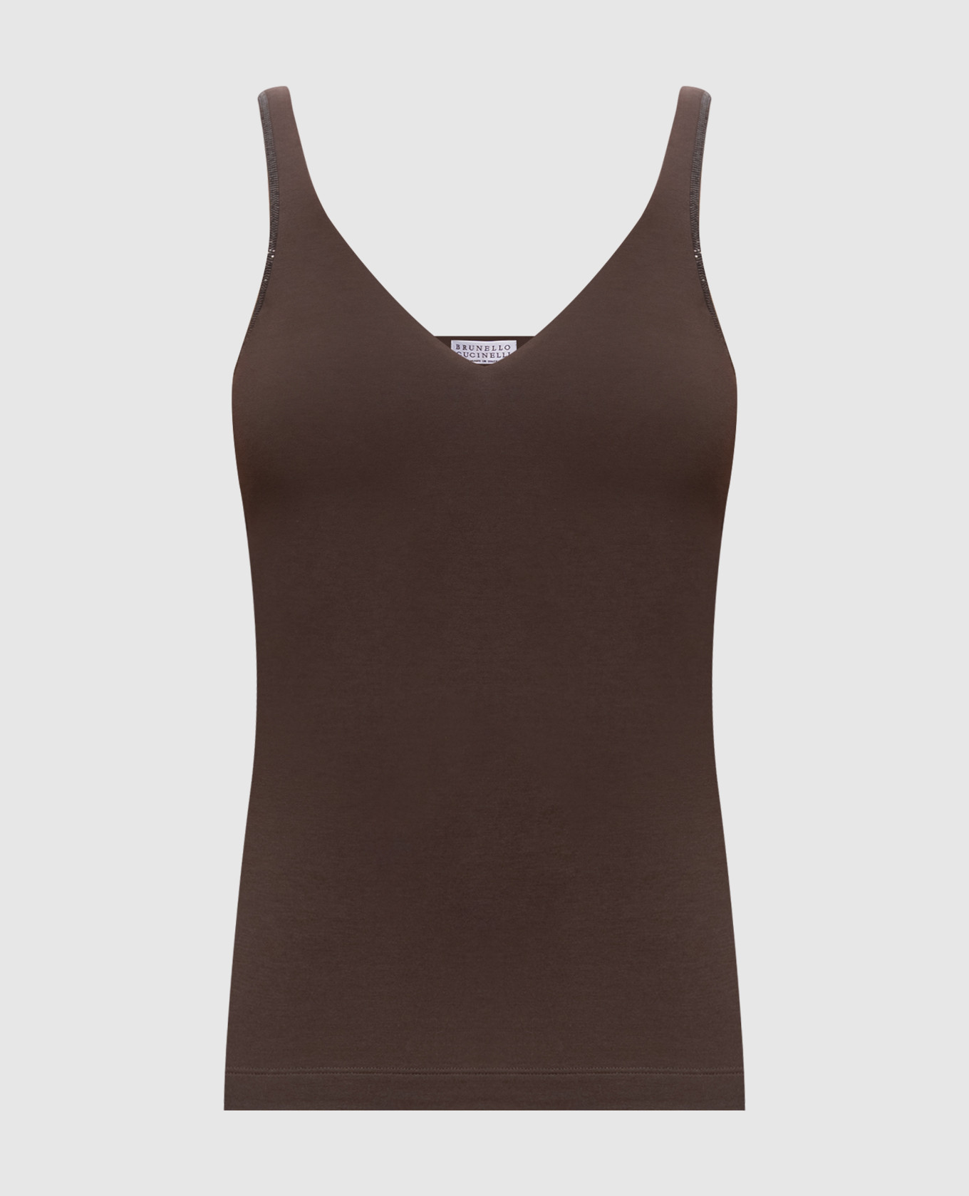 Коричневый топ с цепочкой мониль