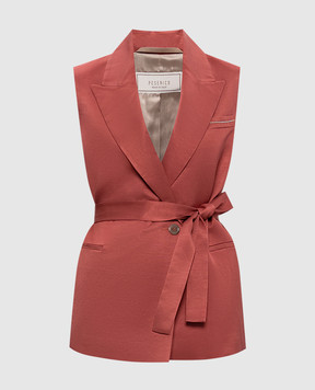 Peserico Червоний двобортний жилет з льоном A03028A01926