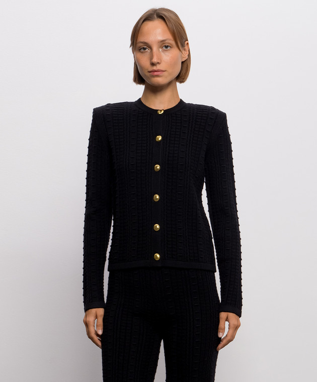Twinset Черный кардиган с фактурным узором 262TP3101 изображение 3