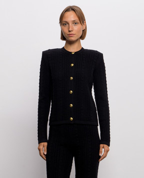 Twinset Черный кардиган с фактурным узором 262TP3101