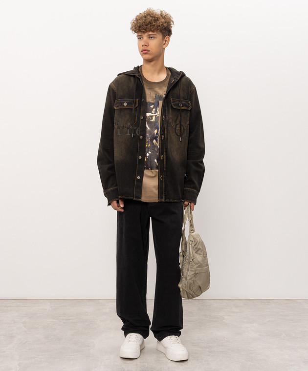 Off-White Чорна джинсова сорочка з принтом логотипа 44MYD05XF26D002 зображення 2