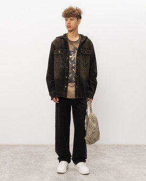 Off-White Чорна джинсова сорочка з принтом логотипа 44MYD05XF26D002