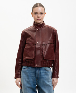 Babe Pay Pls Бордовая кожаная куртка 2508AMAZON