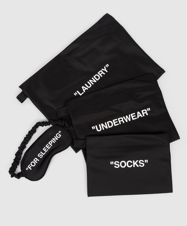 Off-White Чорний дорожній набір чохлів і маски для сну з принтом OWNJ007C99FAB001 зображення 3