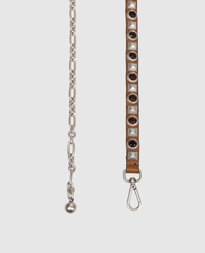 Etro Коричневий шкіряний ремінь з кристалами та заклепками WP3B0087AB022