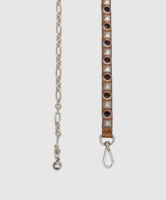 Etro Коричневый кожаный ремень с кристаллами и заклепками WP3B0087AB022 изображение 3