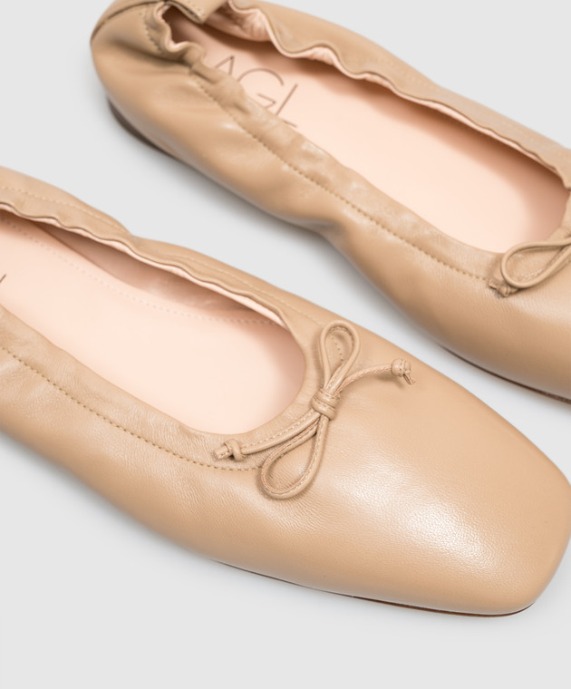 AGL Бежевые кожаные балетки MEMY MEMYBALLET изображение 5