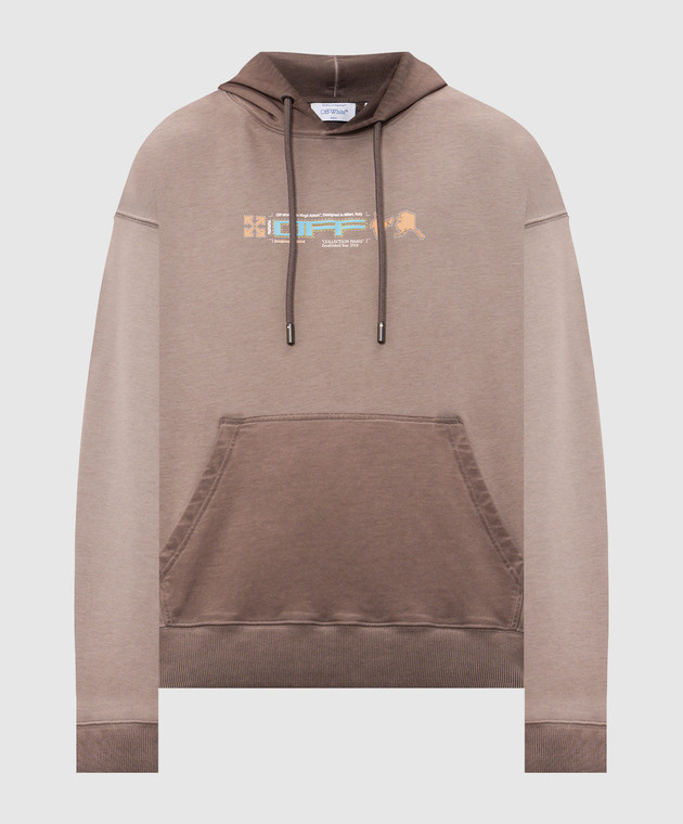 Off-White Коричневые худи Archi Geograpy Arrow 44MBB085F26F003