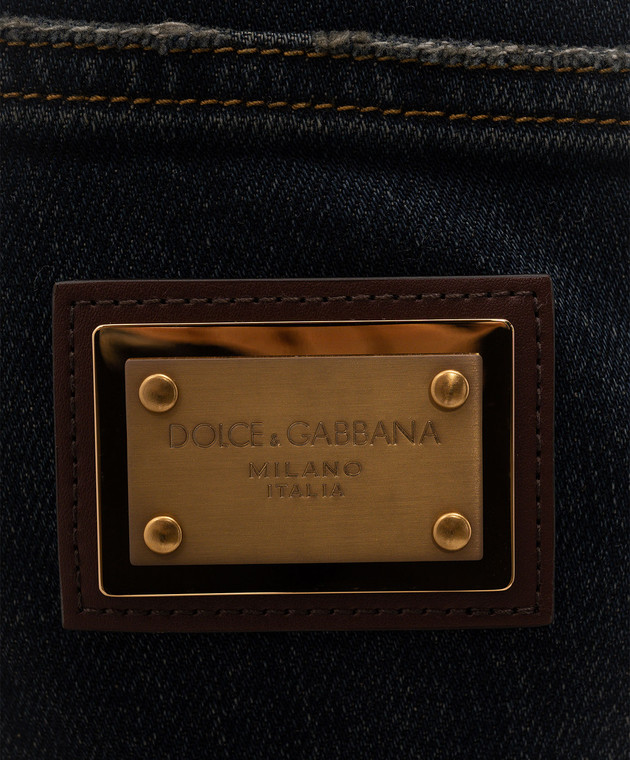 Dolce&Gabbana Синие джинсы слим с нашивкой логотипа GY07CDG8PM5 изображение 5